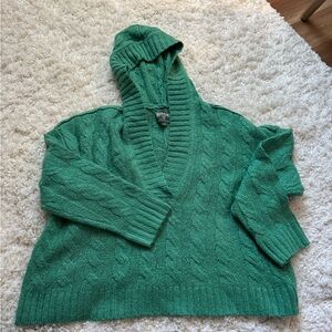 American Eagle Outfitters Green V-Neck Sweater